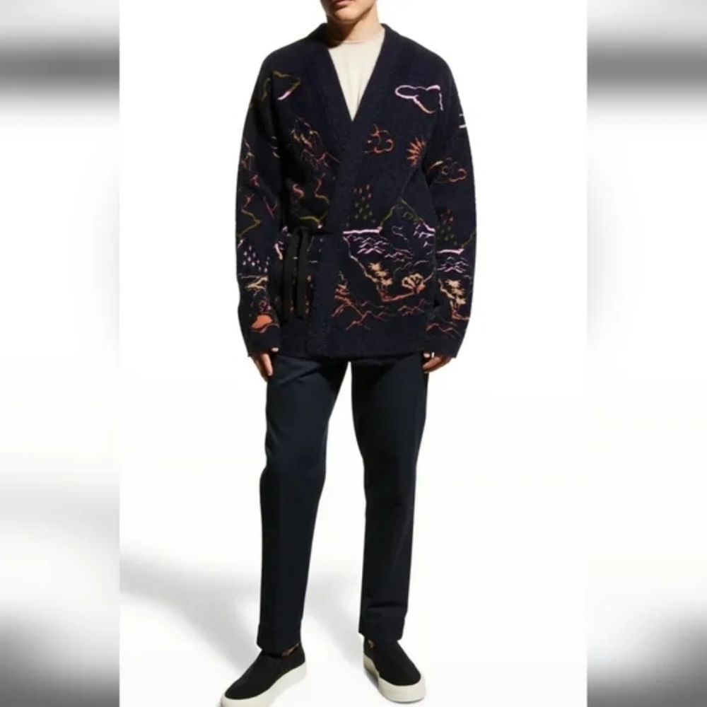 Scotch & Soda Unisex Jacquard Kimono Sweater / Knit Cardigan | Sz XL - Picture 2 of 16